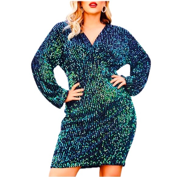 IN VOLAND Sequin Vintage Style Cocktail Party Dress Plus Size 16W - Picture 4 of 12